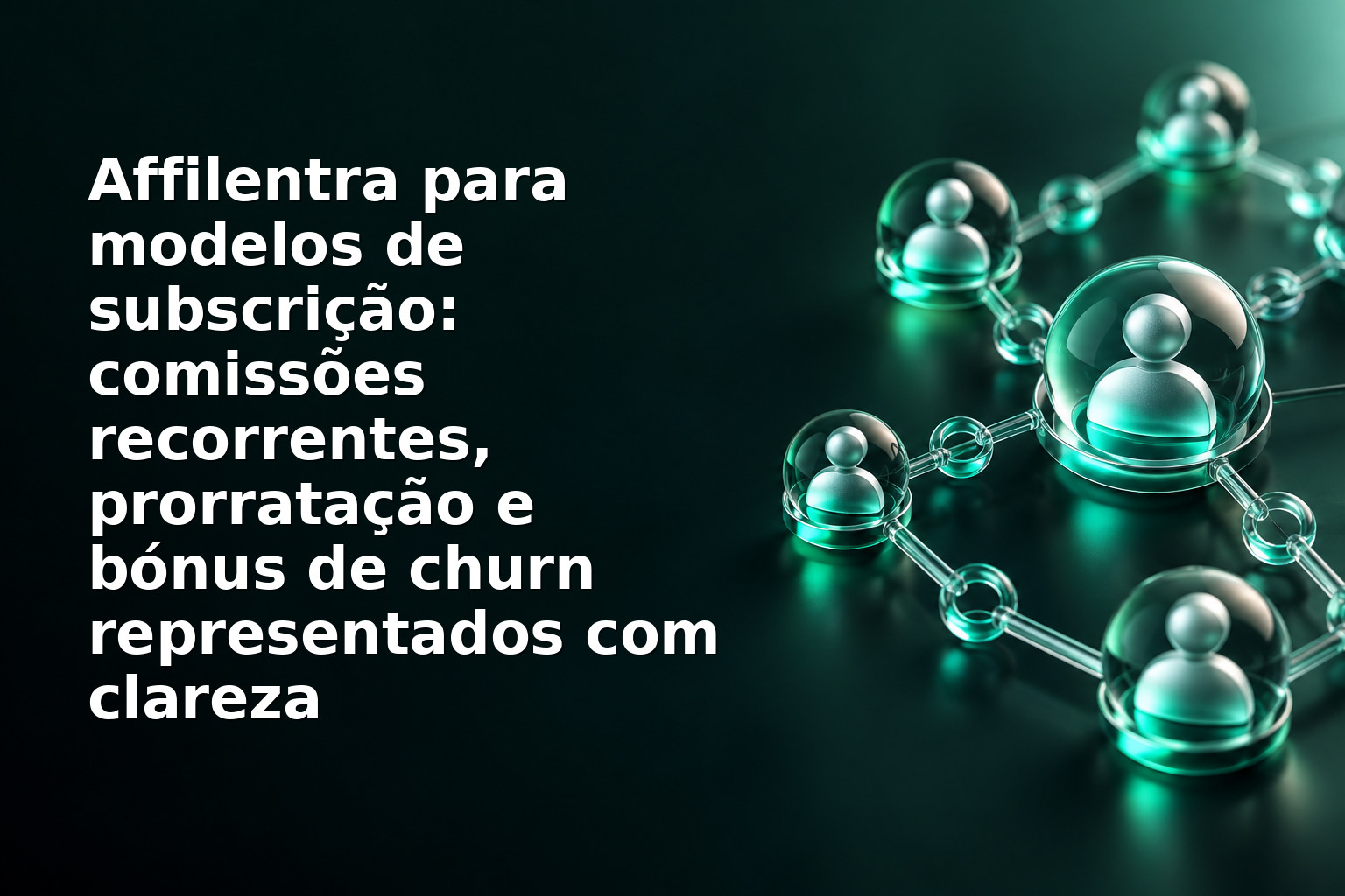 Affilentra para modelos de subscrição: comissões recorrentes, prorratação e bónus de churn representados com clareza