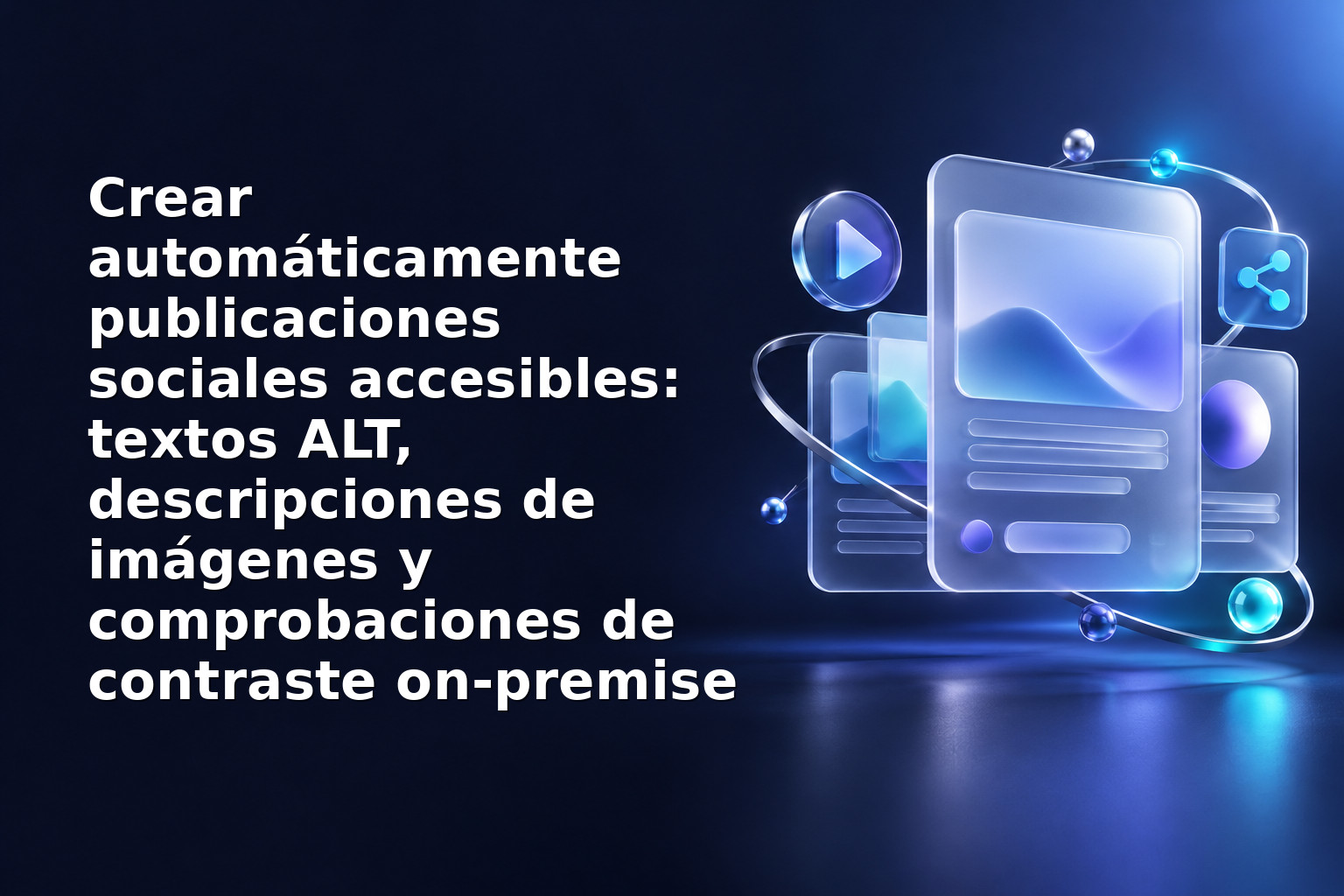 Crear automáticamente publicaciones sociales accesibles: textos ALT, descripciones de imágenes y comprobaciones de contraste on‑premise